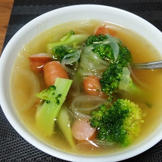 超簡単♡ブロッコリーとあらびきウインナーのスープ